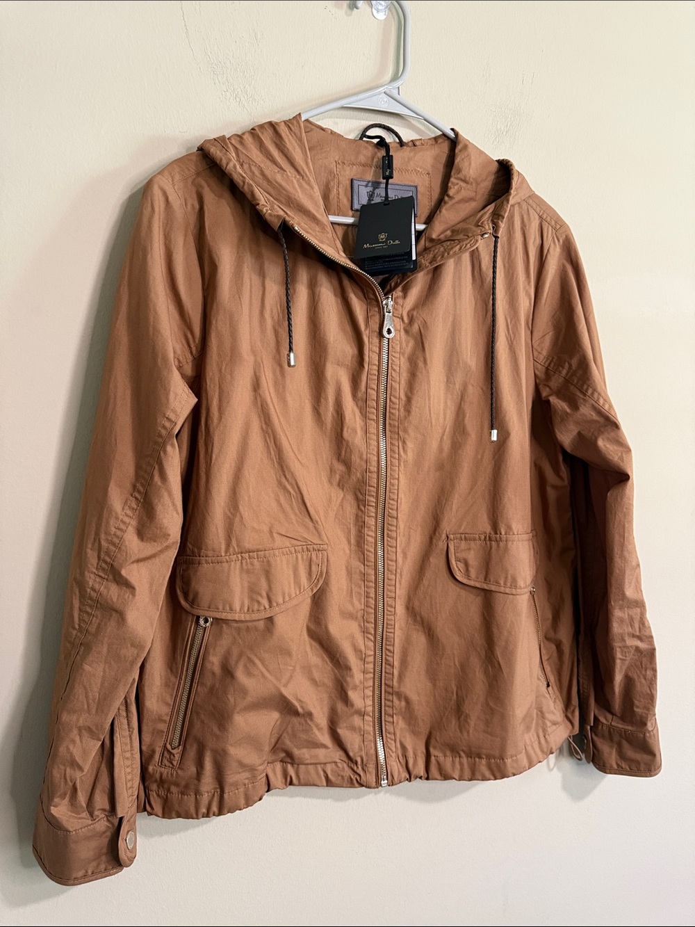Massimo Dutti Light Brown Carmel Hooded Utility Zip Jacket - Picture 2 of 7